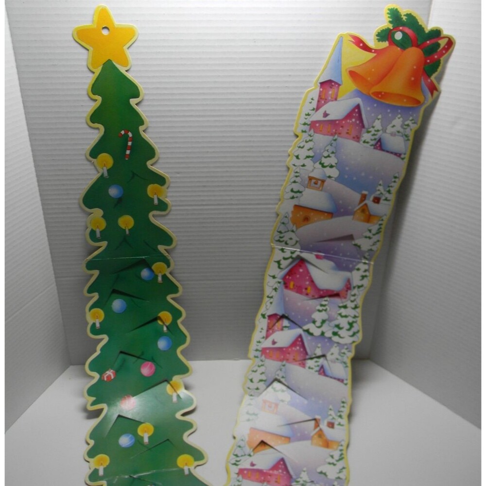 2 Vtg Christmas Card Holder Hanging  Approx. 3 Ft Long ea Holds 12 Cards Each